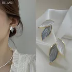 Женские серьги-листья Bilandi S925, изящные, серые, белые, в винтажном стиле