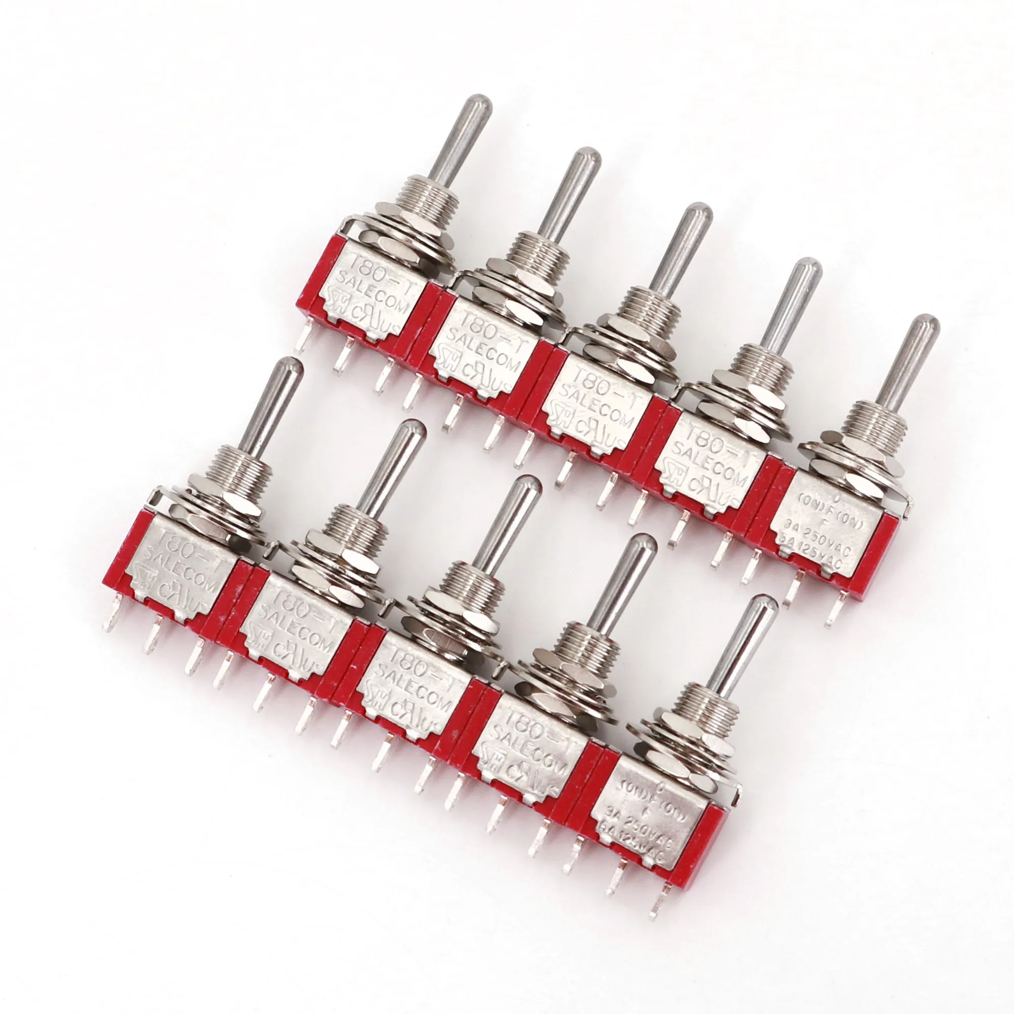 10Pcs T8014A Standard Lever 3Pin Momentary MOM-OFF-MOM Self-Return 3-Position SPDT Mini Toggle Switch | Обустройство дома