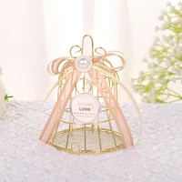 5pcslot wedding wrought iron bell wedding candy box golden bird cage candy knot wedding