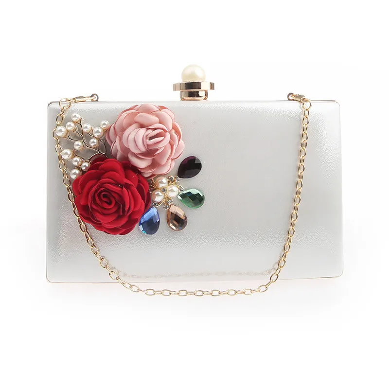 2019 high quality luxury handmade flowers evening bags brand dinner clutch purse with chain flower banquet | Багаж и сумки
