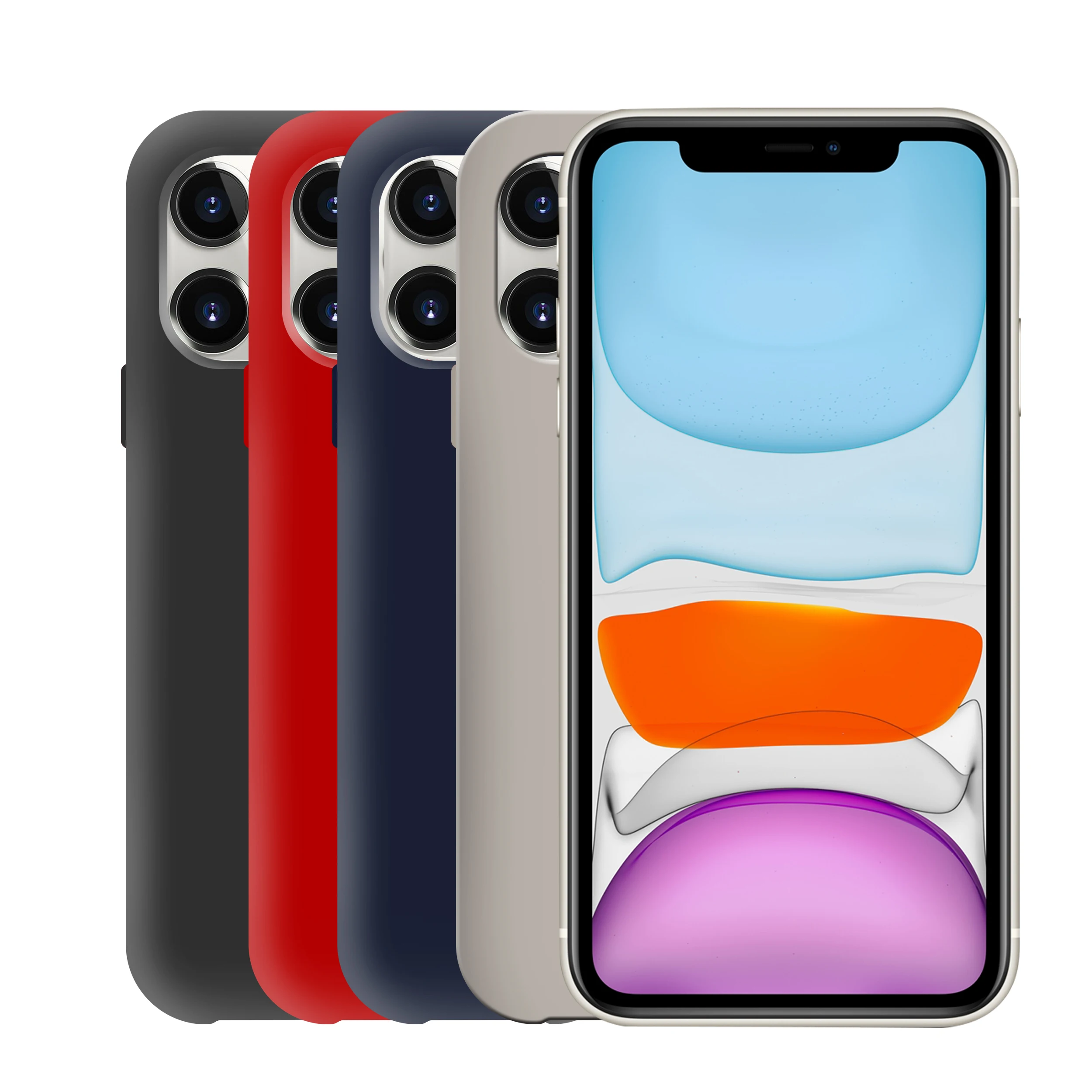 Оригинальный официальный силиконовый чехол для iPhone 11 задняя крышка с логотипом