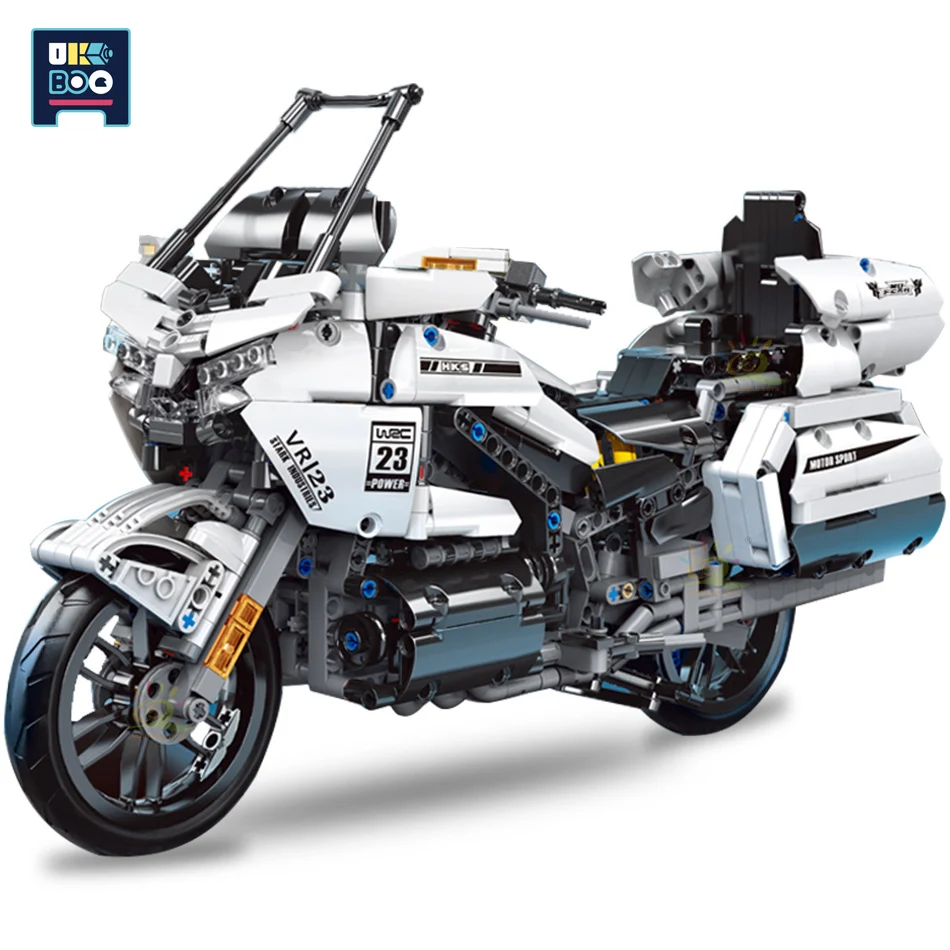 Blocos de Construção de Modelo de Motocicleta Campeão de Velocidade Carro de Corrida Educacional para Crianças Técnica Peças Cidades Esportiva Brinquedo Presente 1328