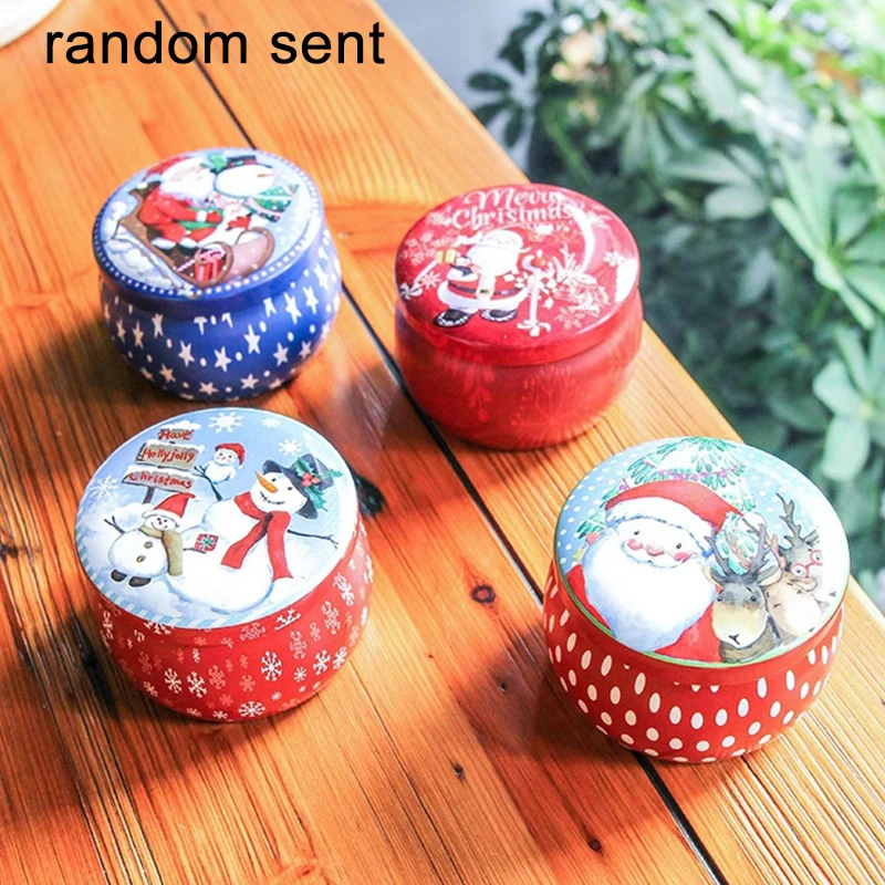 Рождественский стиль круглый жестяной коробки конфеты печенье шоколад коробка