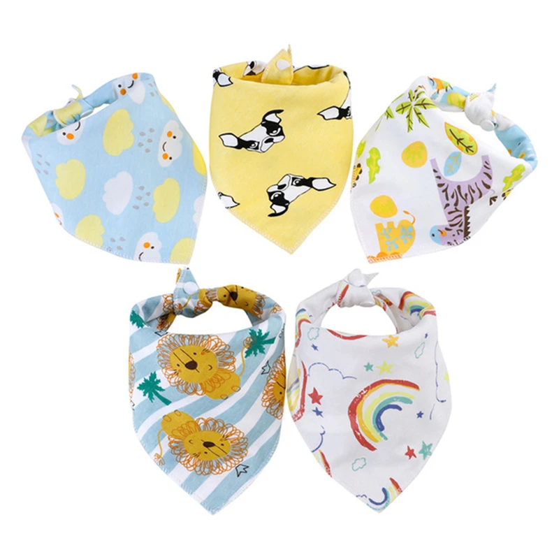 

5Pcs/Set Baby Bibs Cotton Bibs Feeding Bibs Cartoon Saliva Towel Feeding Infant Burp Cloth baby Towel Baby Eating Accessory