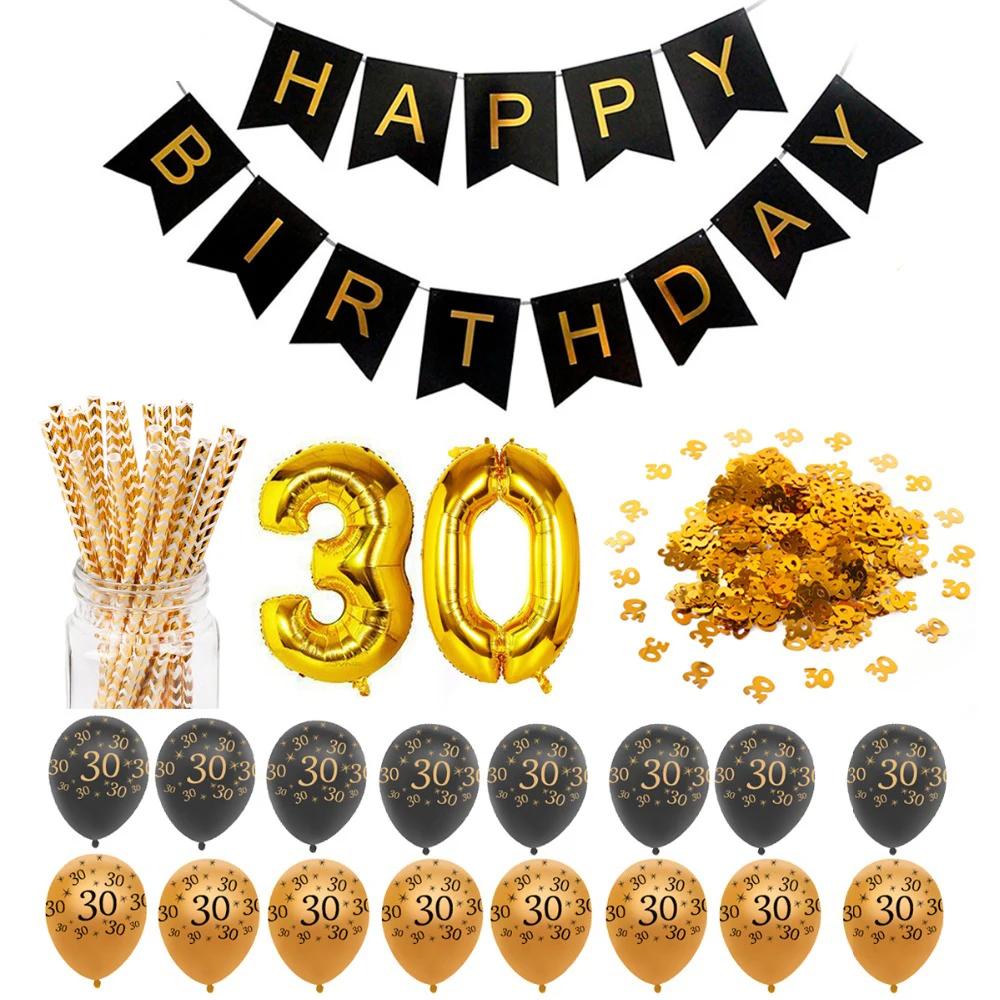 30th 40th 50th 60th с днем рождения украшение шар День баннер одноразовая посуда товары