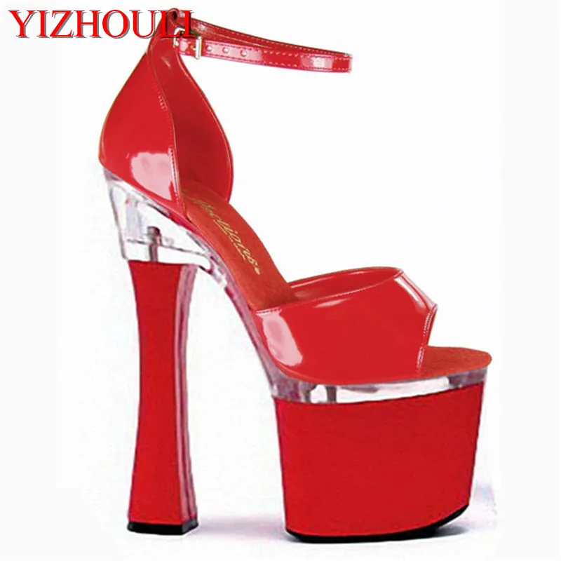 

Sandals rose decorated high heels, pole dancing shoes, 18 centimetre square with women's banquet wedding sandals