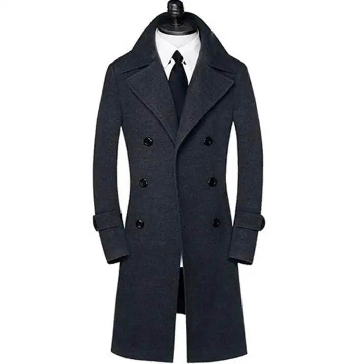

Double breasted woolen coat men trench coats long sleeves overcoat mens cashmere coat casaco masculino inverno erkek england 9XL