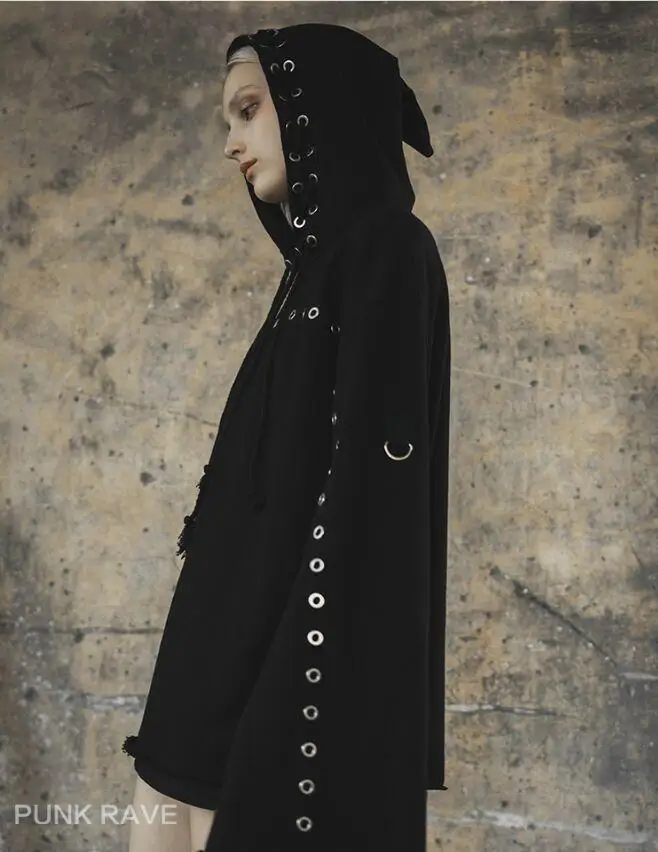 Панк рейв женские готические ведьмы повседневные толстовки с капюшоном PT