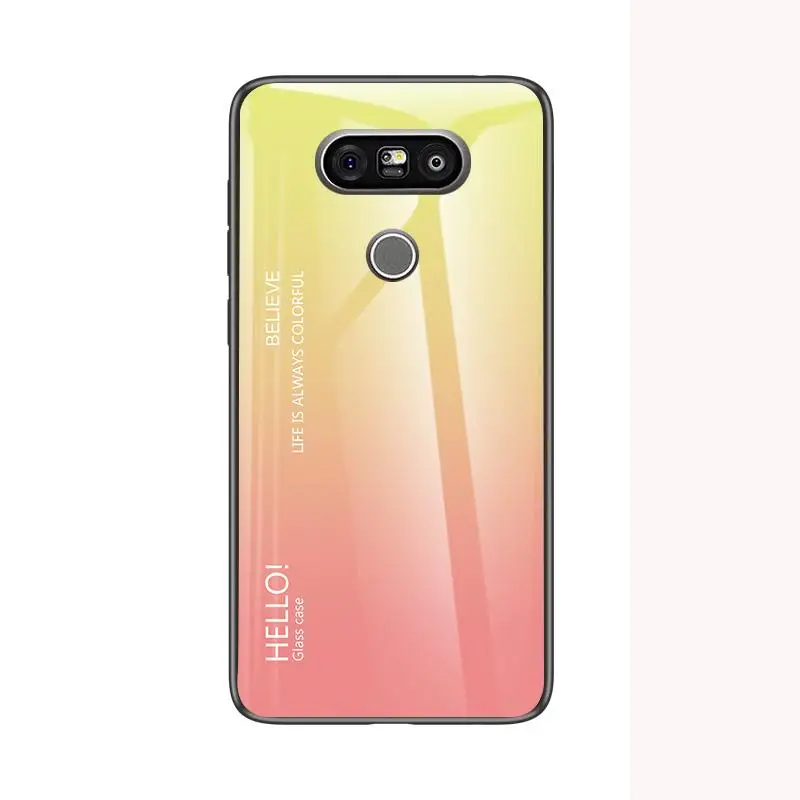 1 Чехол для телефона LG G8 G7 G6 G5 закаленное стекло противоударный чехол для LG G5 G6 G7 G8 градиентный цвет глянцевое стекло защитный чехол - Цвет: 1