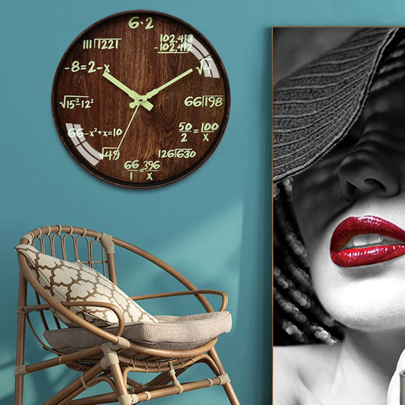 Math Wall Clocks Night Light Silent Clock For Mathematics Teacher Gift Decorative School Home | Дом и сад