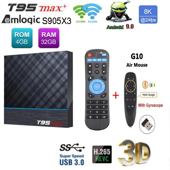 

T95 MAX Plus Amlogic S905X3, android 9,0, 8K, 100 /, 2,4 , Wi-Fi