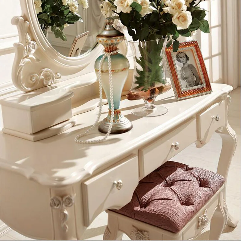 Белый Европейский зеркальный стол-комод французская мебель для спальни p10111 |