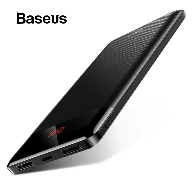 Baseus 10000 мАч Внешний аккумулятор для Xiaomi, samsung, iPhone, huawei, внешний аккумулятор, портативная мини-зарядка с двумя usb-портами, внешний аккумулятор