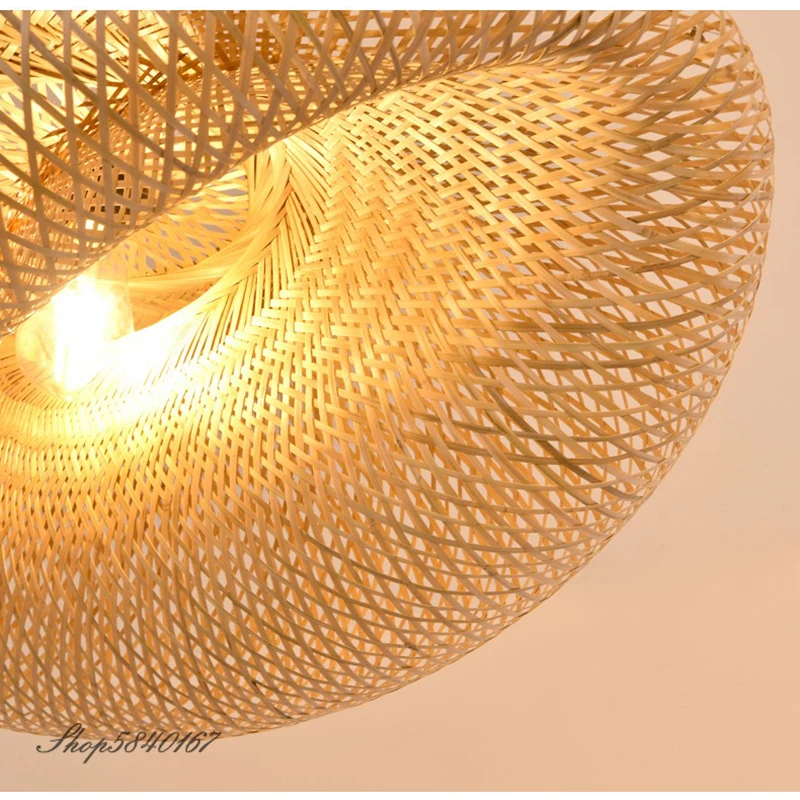 Ретро висящие потолочные покрытия подвесные светильники бамбука ручной работы