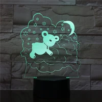 novelty cute sleeping bear led 3d night light 7 color change bedroom baby sleeping table lamp child new year christmas gift 1867