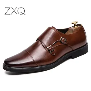 Мужские классические туфли из кожи Оксфорд, двойной монах, заостренный носок, удобные повседневные Лоферы градиентного цвета