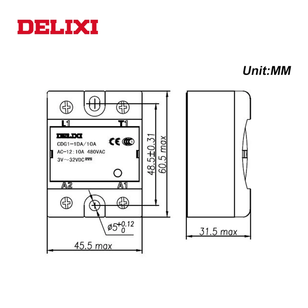 Твердотельное реле DELIXI CDG1 строечное 25DD 40DD 60DD 80DD 3-32V DC TO 12-220V SSR Однофазное