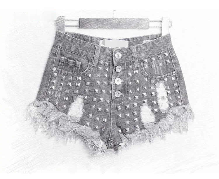 Сандалии с шипами и заклепками Шорты жаркое лето джинсы Botas Feminina/Новые Фирменные