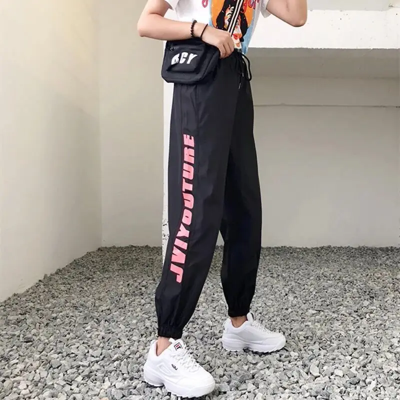 

Casual Pants Women Hip Hop Banded Joggers Trousers Womens Leisure BF All-match Fashion Bottoms Female Loose Chic Ulzzang Ins New
