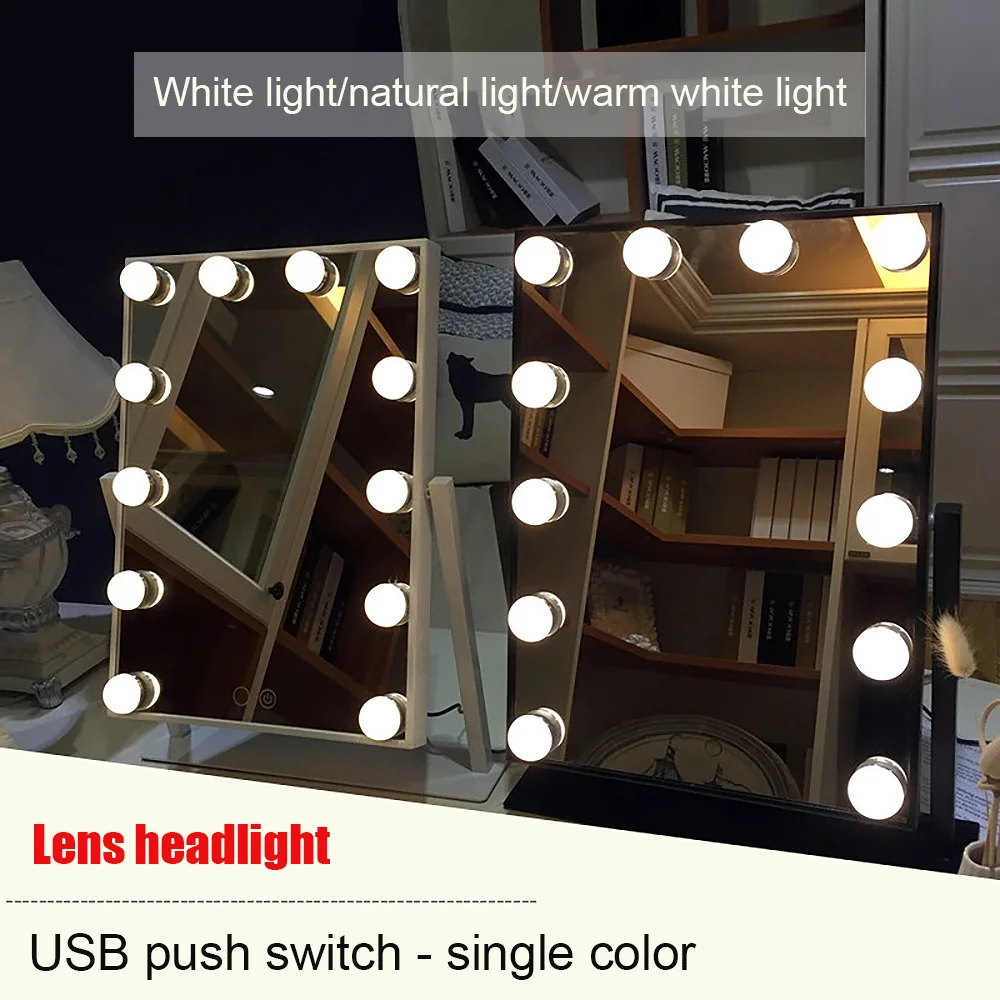 

LED Hollywood Mirror Light 10pcs/Pack USB Vanity Lamp 5V High Brightness Night Light Makeup Stepless Dimmable Wall Lamp