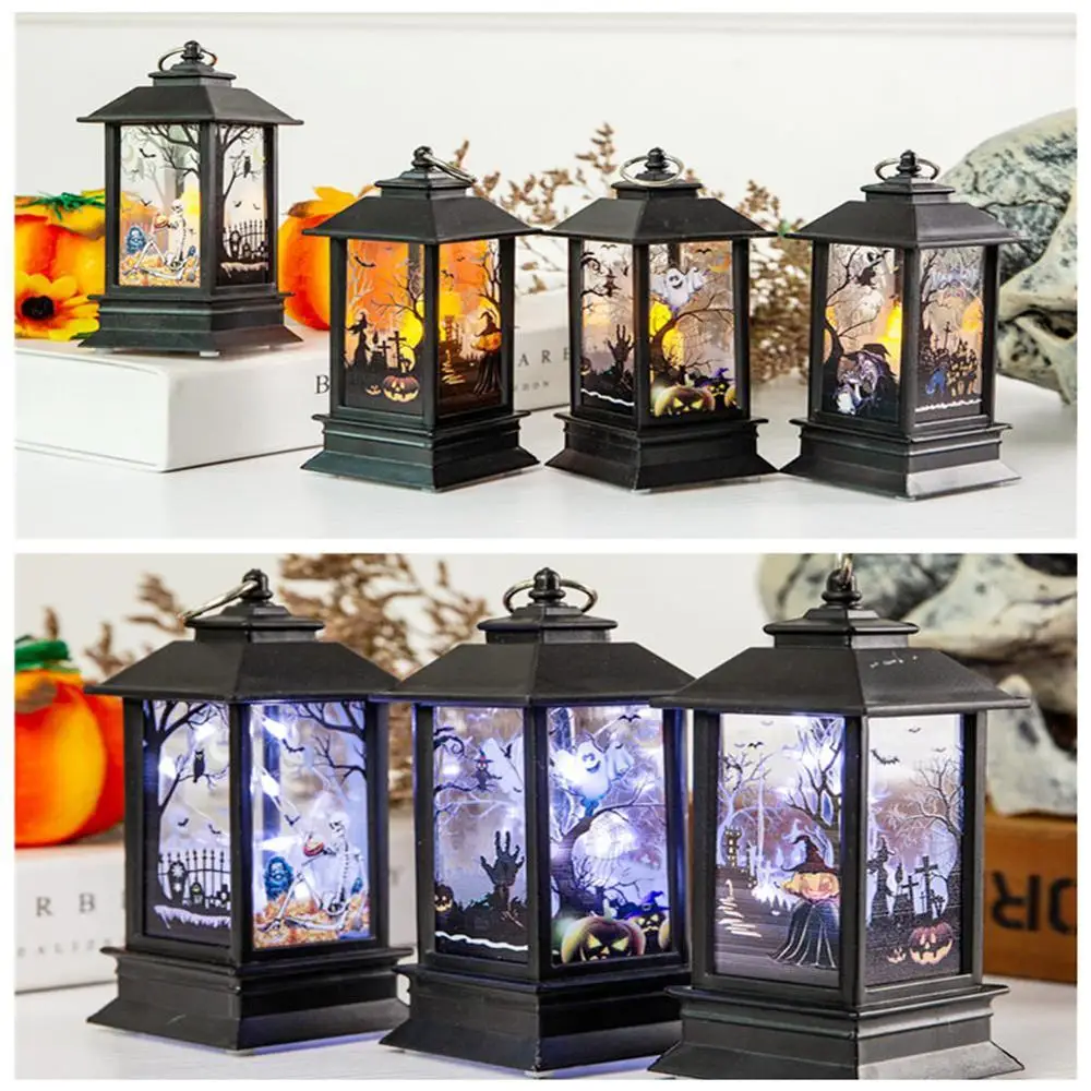 Хэллоуин Декоративный реквизит тыквенный замок LED свет подвесной фонарь