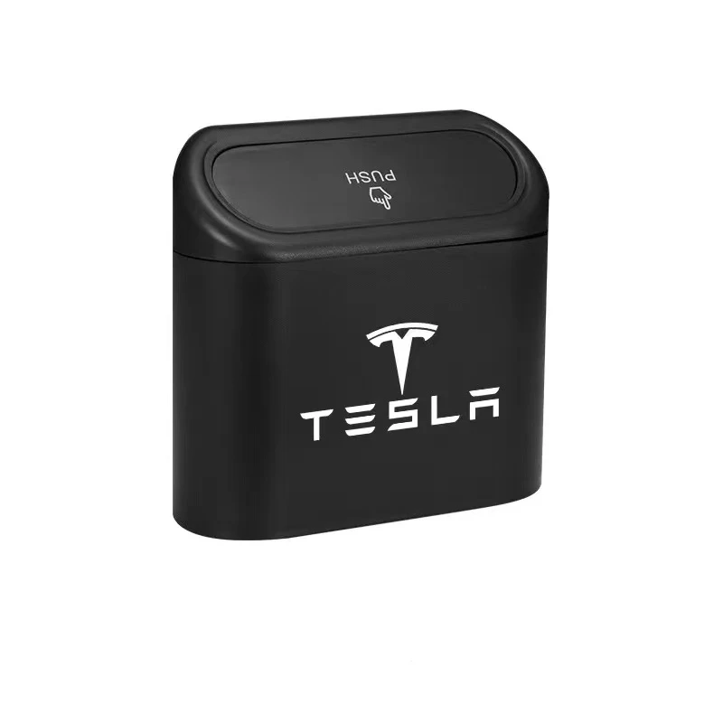 

For Tesla Hanging Car Trash Garbage Can Flip Lid Dustbin Interior Organizer Box Stowing Tidying Waste Container Accessories