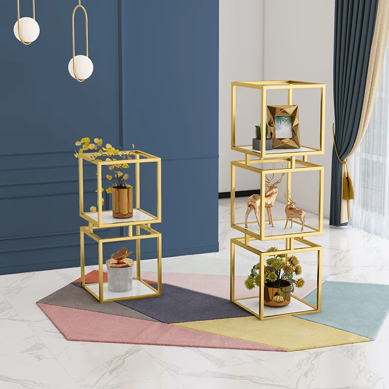 

Light luxury Nordic iron shelf with multi floor storage rack