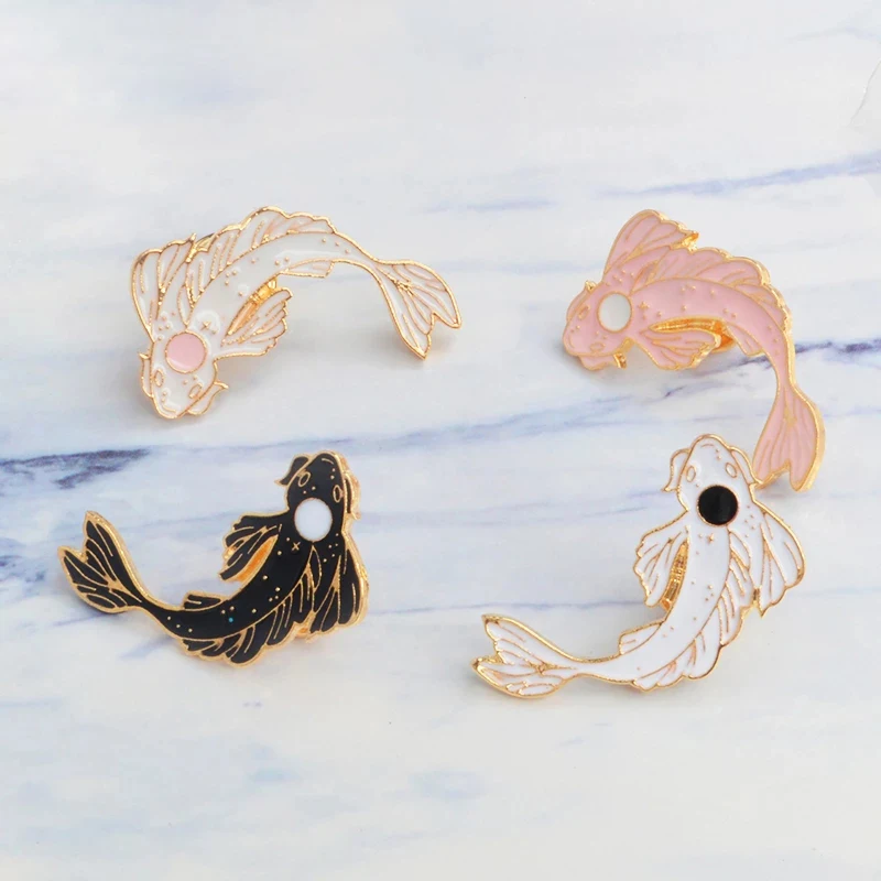 

Эмалированная брошь Lucky Fish Koi, значок на булавке для джинсов в подарок