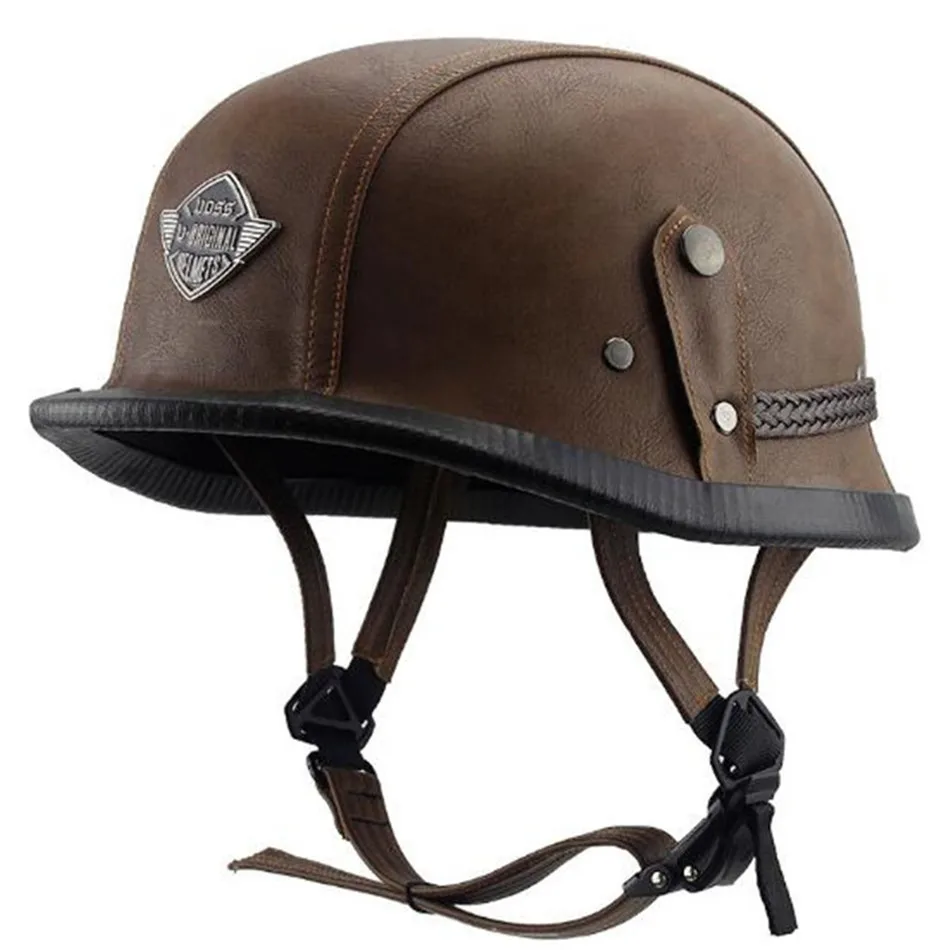 Мотоциклетные шлемы унисекс в стиле ретро немецкие матовые черные средней длины