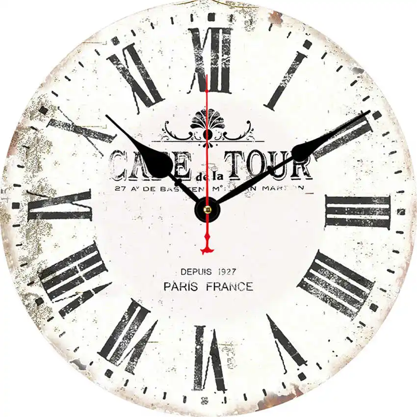 Letter Clock V Парижская башня настенные часы, настенные часы Бесшумный ход, круглые Настенные часы, потертые ретро дома для декора кухни, duvar saati - Цвет: Letter Clock V