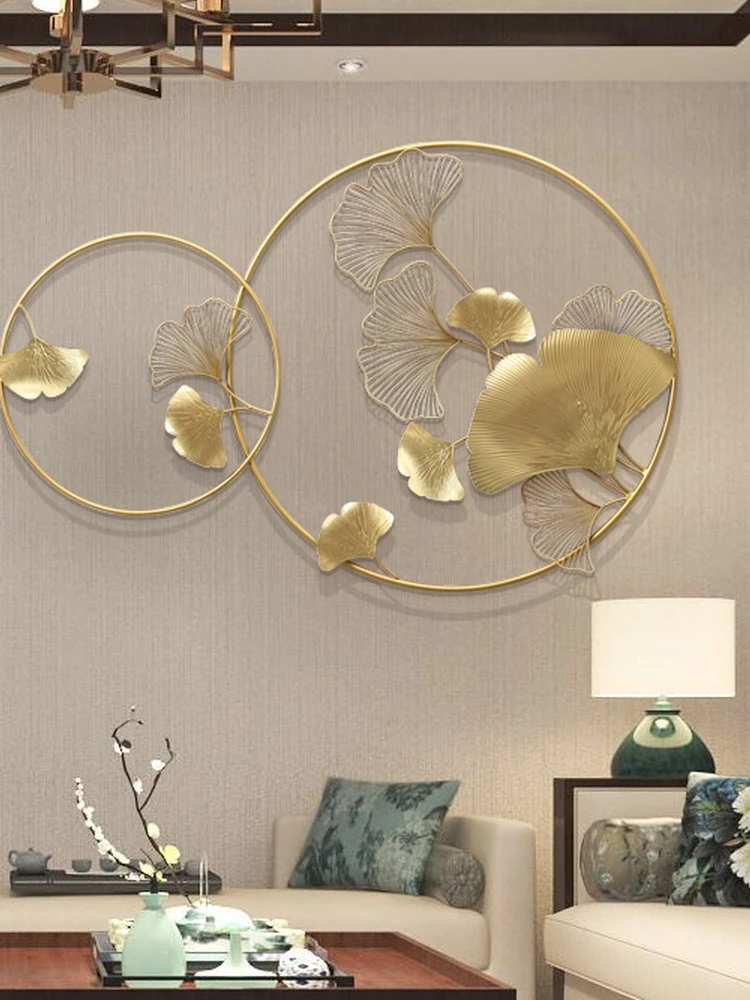 

Chinese Plant Lotus Leaf Wall Decoration Hanging Ornaments Iron Ginkgo Biloba Silver Tree Backdrop Display Rustic Home Decor