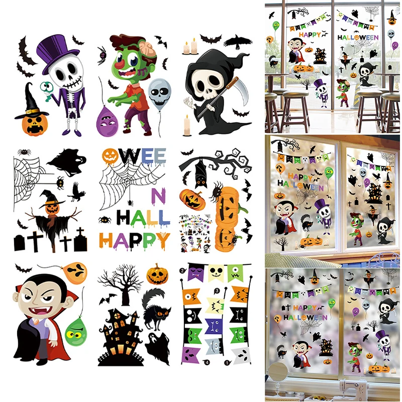 

1 лист, ПВХ наклейки на окна для Хэллоуина