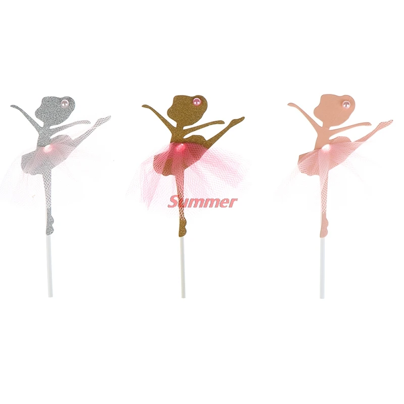 

New 2Pcs/Pack Cake Toppers Cupcake Topper Glitter Dancing Girl Ballerina Cupcake Toppers Cake Picks Wedding Party Decoration
