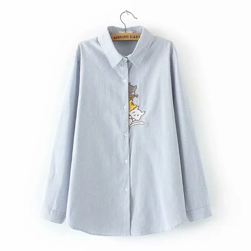 Блузка женская из хлопка и льна с длинным рукавом вышивкой|Блузки| |