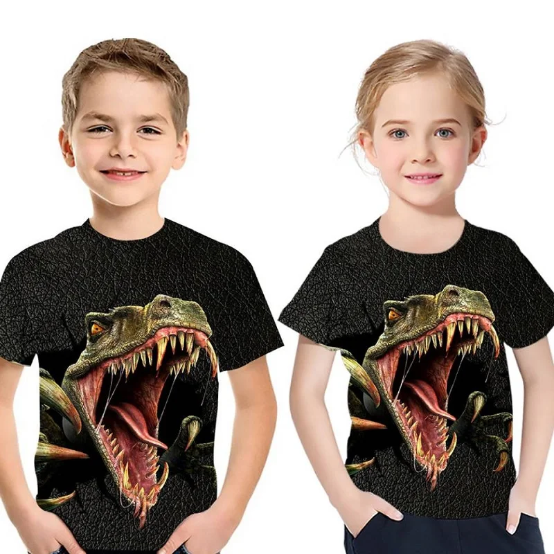 

2021 летняя одежда для мальчиков и девочек с рисунком в стиле аниме 3D печатных картинка с динозавром одежда, одежда для всей семьи быстросохну...