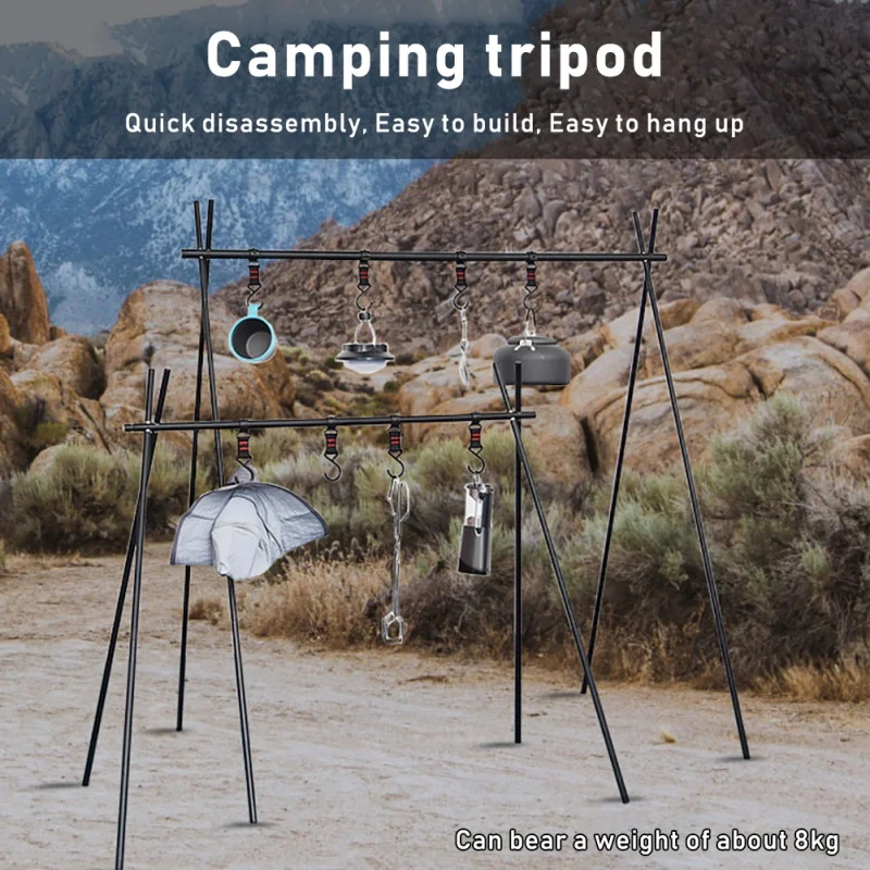 

Lightweight outdoor Folding Camping Shelf Aluminum Alloy Clothes Storage Hanger Cookware Eequipment Hanging Triangle Rack