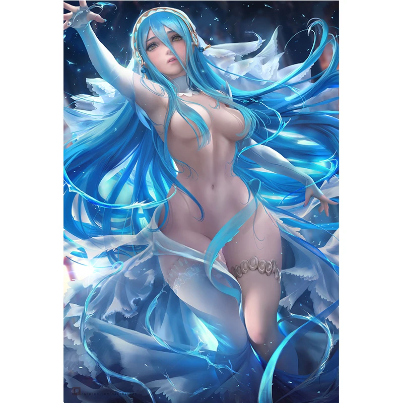 

Print Video Games Blue Sexy Girl Singer Azura Art Canvas Poster Custom Anime Fire Emblem Wall Picture Home Decoration Painting