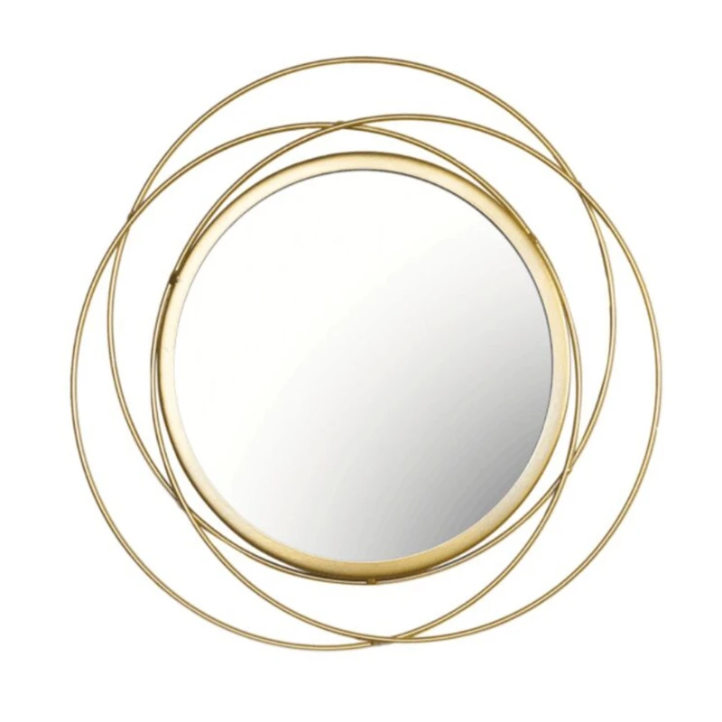 

Nordic Iron Art Dressing Mirror Round Wall Hanging Mirror Art Decoration Makeup Mirrors for Living Room Dressing Room Bathroom