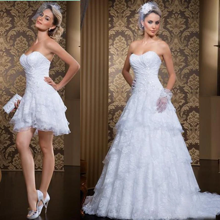 

detachable wedding dresses 2020 sweetheart neckline pleats ruffle lace a line bridal dresses vestidos de noiva