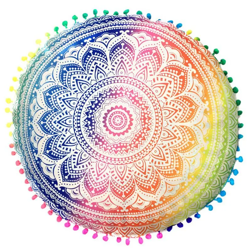 Indian Mandala Floor Pillows Round Bohemian Cushion Cover Case Color Textile Pillow 43*43CM DROP SHIP | Дом и сад
