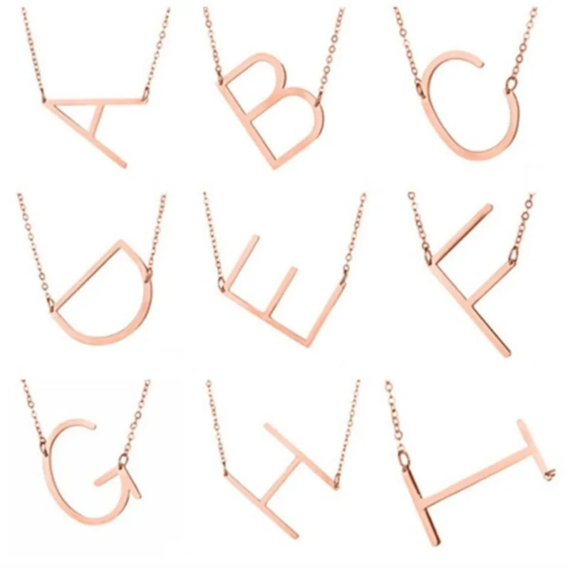 

POTCET Korea 2021 Fashion Trend Temperament Womens English Alphabet Necklace Pendant Geometric Trend Retro Jewelry Free Shipping