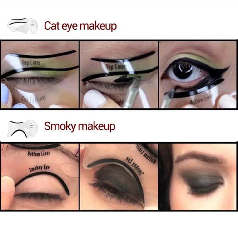 

10 pcs /set Cat Eyeliner Smokey Eyeshadow Drawing Guide Reusable Stencil for Classic Eye Liner Template makeup set