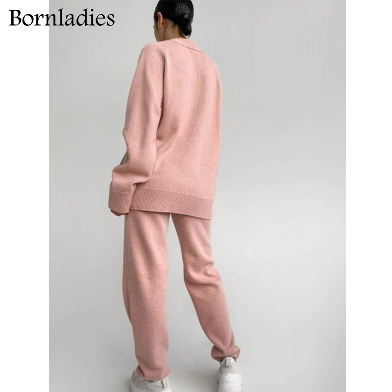 Bornladies осенне-зимний женский свободный комплект из 2 предметов сексуальный
