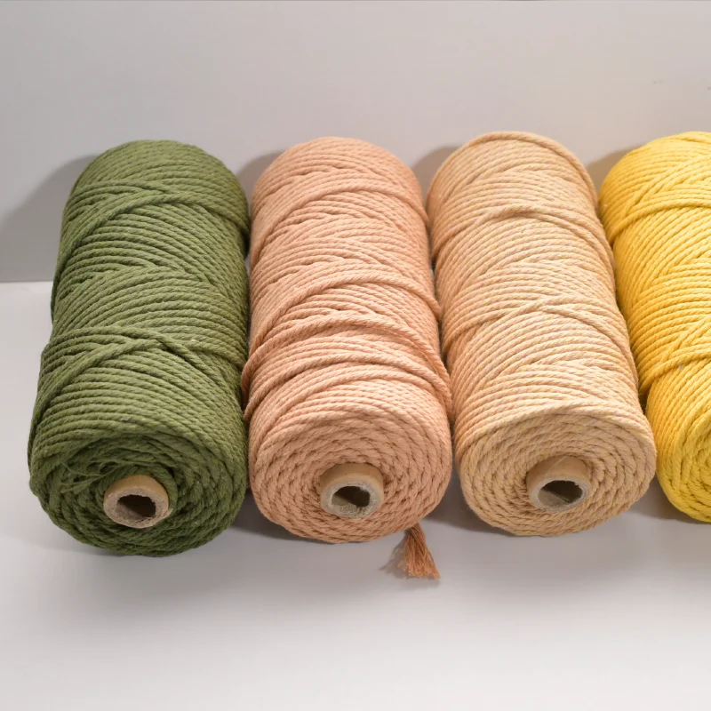 3mm Macrame Cord Solid Color Cotton Natural Thread Handmade Craft Accessories DIY Basketry Braids Knitting Making Plant Hangers | Дом и сад