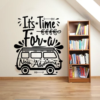 Adventure Travel Bus Camper Wall Sticker Time For New Adventure Quote Wall Decal Vw Car Vinyl Home Decor Vacation Decor T147
