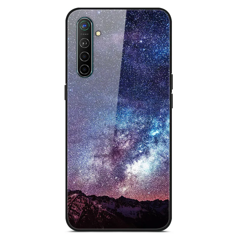 Чехол для Oppo Realme X2, чехол из закаленного твердого стекла для Oppo Realme XT X2 Pro, чехол, мягкий силиконовый бампер с принтом - Цвет: Серебристый