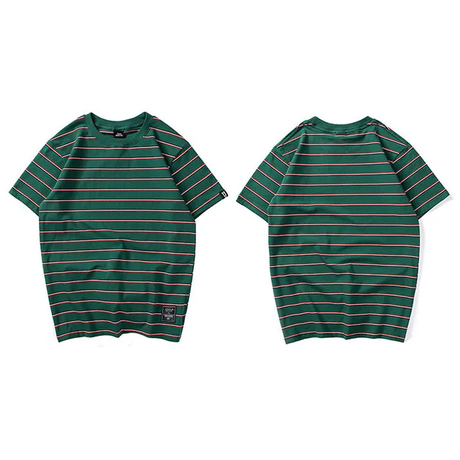 A18738 Green Harajuku полосатая футболка, мужская повседневная футболка с коротким рукавом, летняя футболка в стиле хип-хоп, уличная одежда, повседневные топы, футболки, черные, белые, зеленые - Цвет: A18738 Green