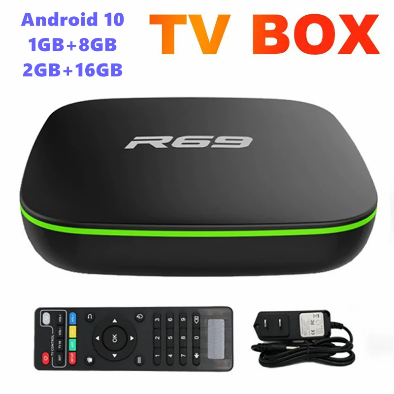 

R69 Transpeed Android 10.0 TV Box 4K 3D Wifi 2.4G 1GB 2GB RAM 8G 16G Media Player Set Top Box смарт тв приставка