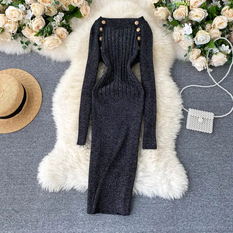 Женское трикотажное платье на пуговицах SINGRAIN футляр с v образным вырезом и