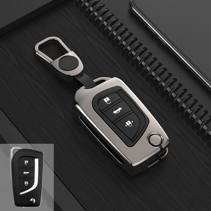 

Чехол для автомобильного ключа из алюминиевого сплава, чехол для автомобильного ключа, чехол для автомобильного ключа для Toyota Corolla Levin Camry ...